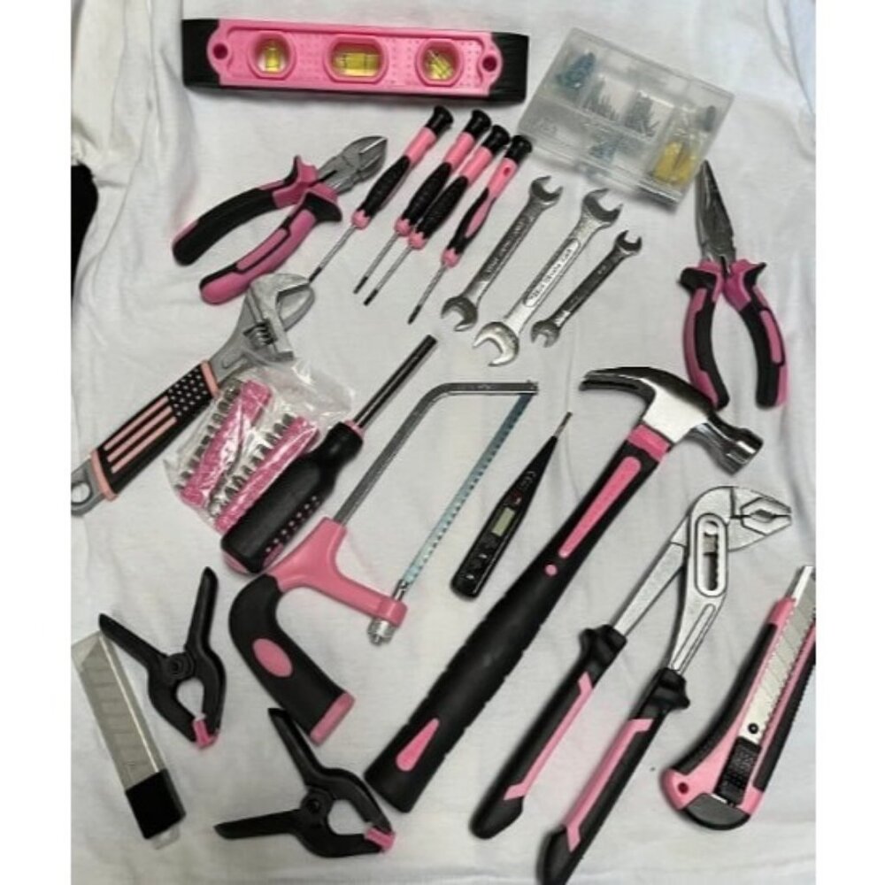 219-Piece Pink Tool Set, Ladies Hand Tool Set with 16 inch Tool Bag, Women Tool